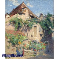 TSD3555 - Tranh sơn dầu ngồi nhà cổ kính